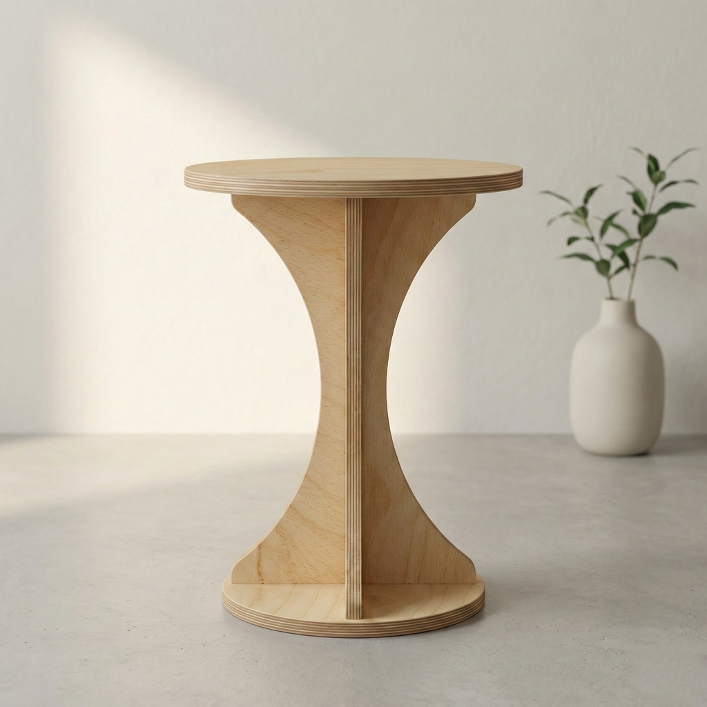 İskandinav ahşap yuvarlak yan sehpa SOREN 44 cm modern salon sehpası doğal huş kontrplak