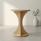İskandinav ahşap yuvarlak yan sehpa SOREN 44 cm modern salon sehpası doğal huş kontrplak
