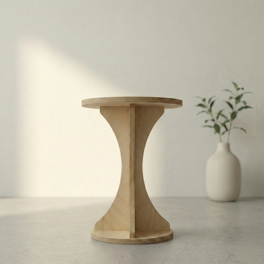 Küçük alanlara uygun minimalist ahşap yan sehpa 50 cm yükseklik