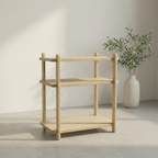 Modern yatak odası için açık raflı minimal ahşap komodin