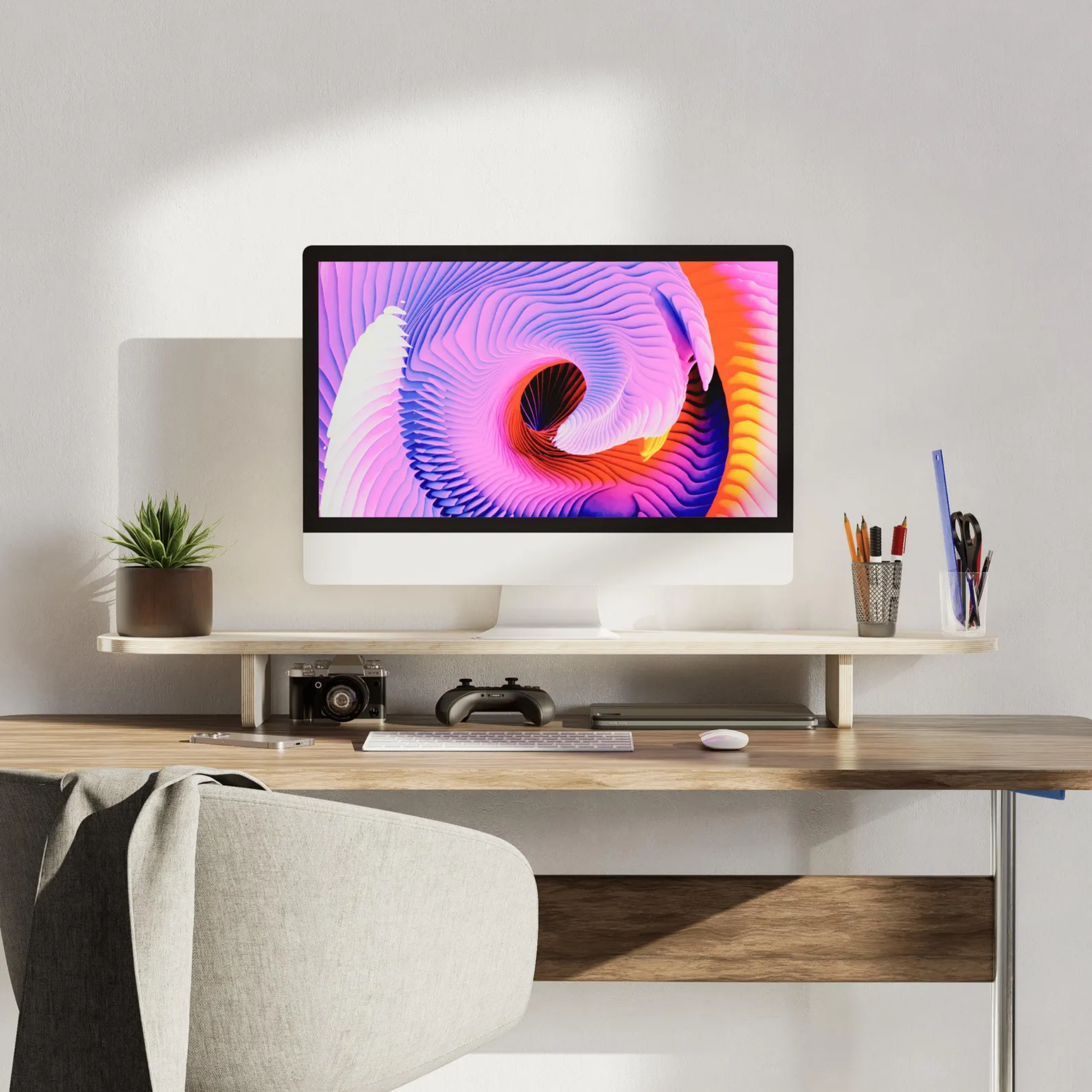Ergonomik monitör yükseltici LYSEN çift monitör uyumlu ahşap stand