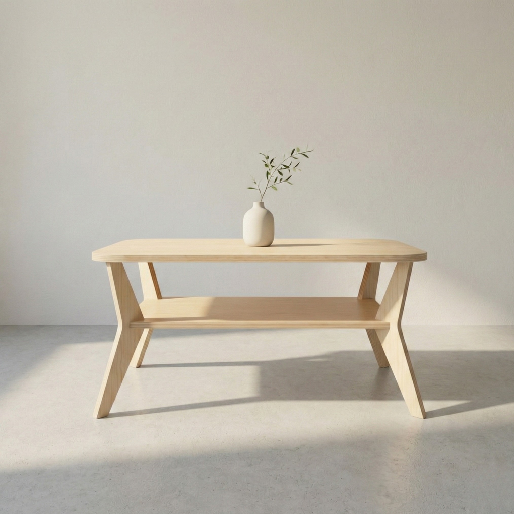STAV İskandinav 2 raflı ahşap orta sehpa 90x60 cm dikdörtgen tasarım