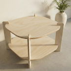 70 cm çapında depolamalı ahşap orta sehpa modern İskandinav tasarım