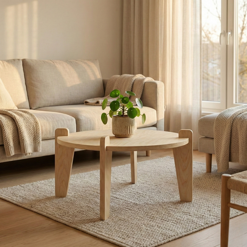 Modern İskandinav tasarımlı yuvarlak orta sehpa modeli