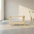 SVEA modüler İskandinav ahşap TV ünitesi, doğal huş kontrplak 2 raflı minimalist tasarım