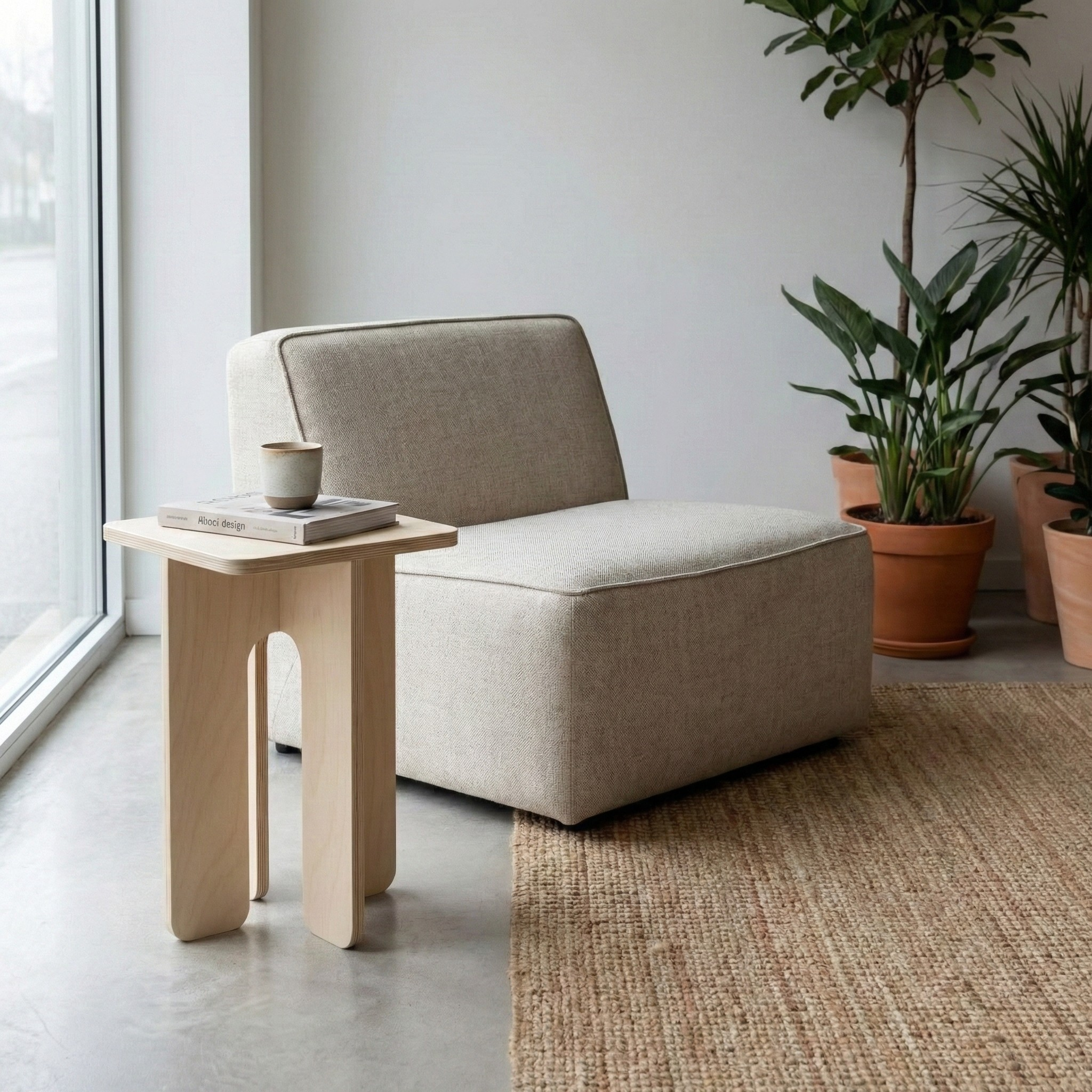 Kimyasal kaplamasız doğal yüzeyli İskandinav tabure